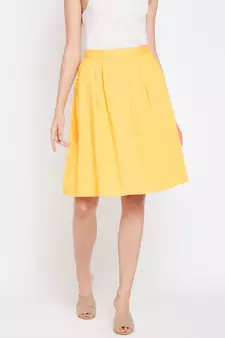 Yellow plain Cotton Skirt