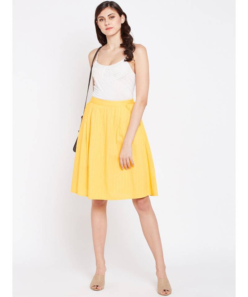 Yellow plain Cotton Skirt