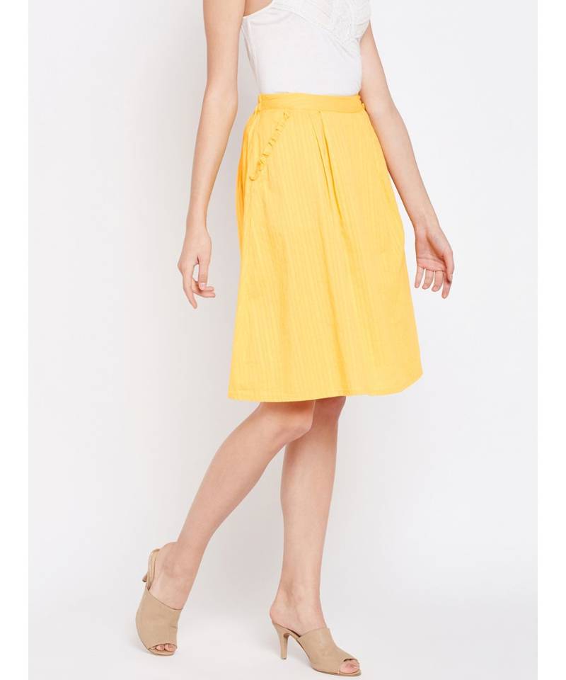 Yellow plain Cotton Skirt