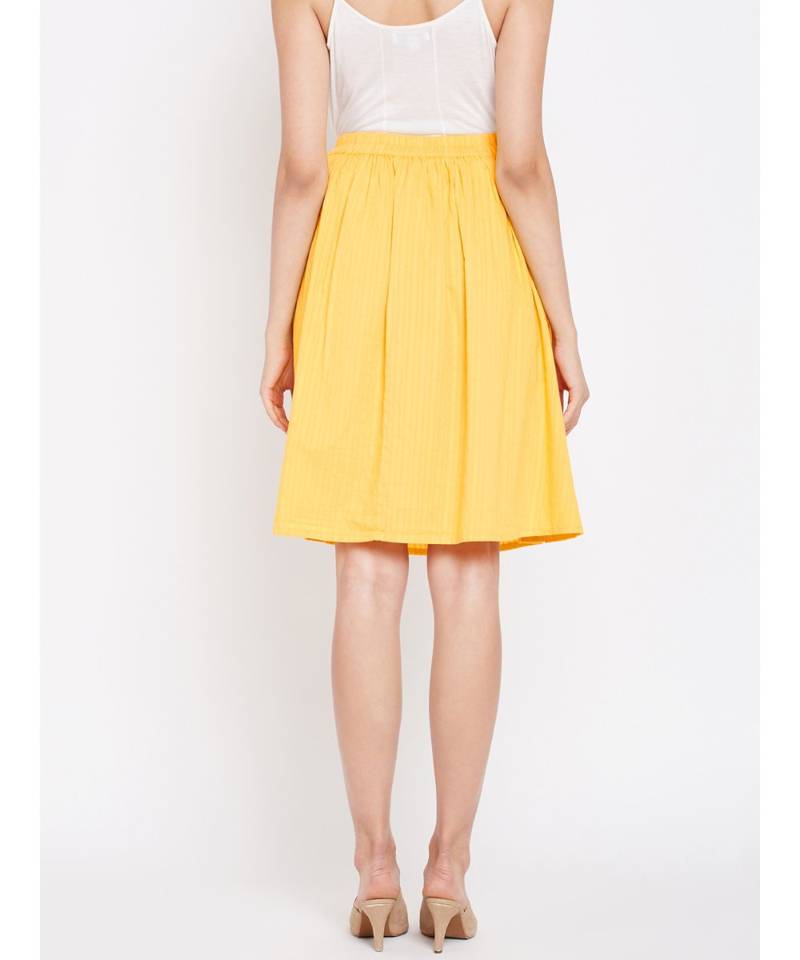Yellow plain Cotton Skirt
