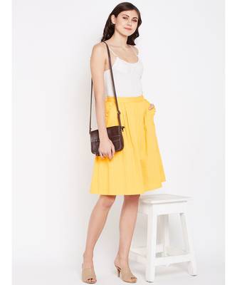 Yellow plain Cotton Skirt 6