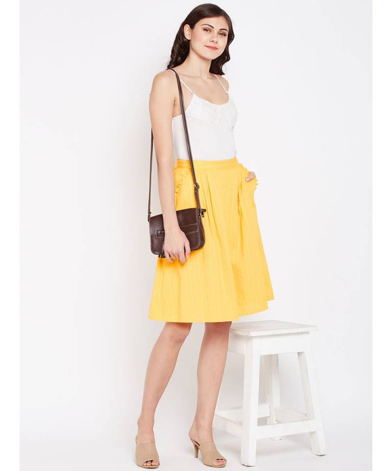 Yellow plain Cotton Skirt