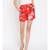 Red printed Polyester Short