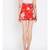Red printed Polyester Short