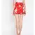 Red printed Polyester Short