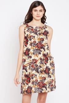 Beige printed VISCOSE Dress