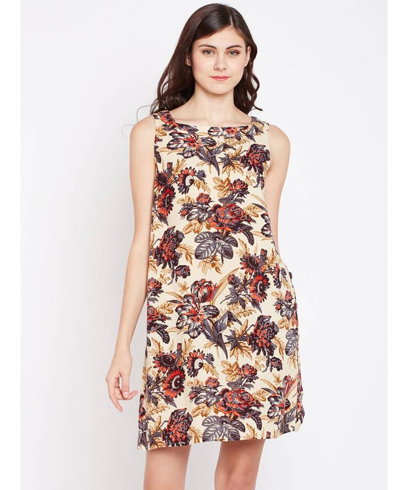 Beige printed VISCOSE Dress