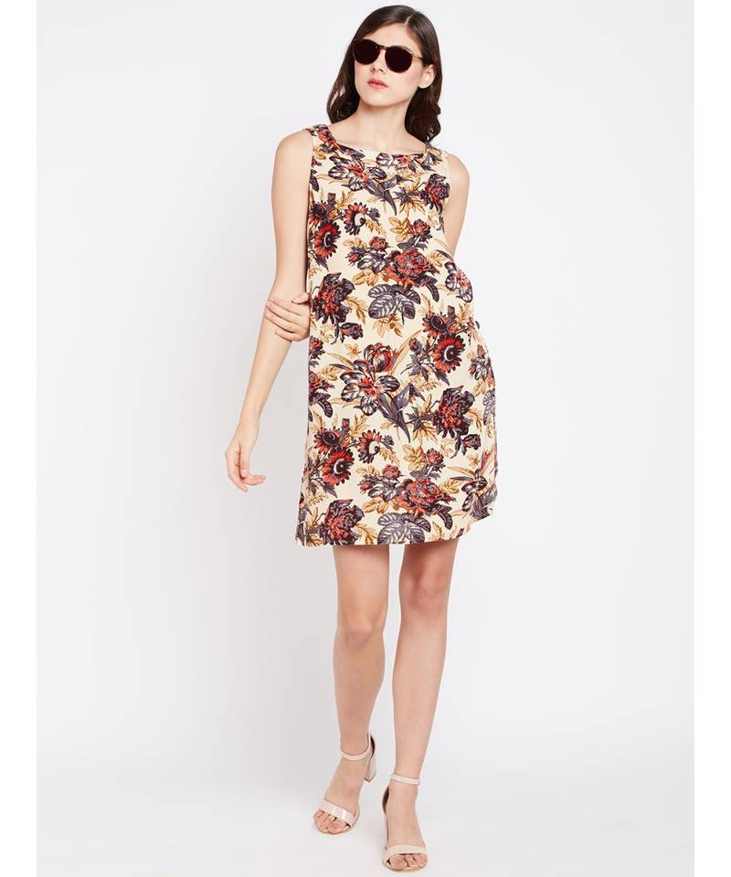 Beige printed VISCOSE Dress