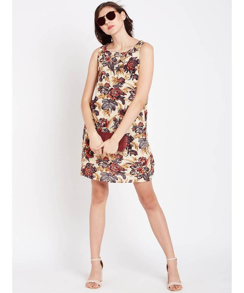 Beige printed VISCOSE Dress