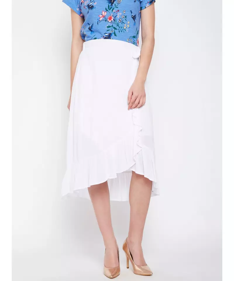 White plain Viscose Skirt
