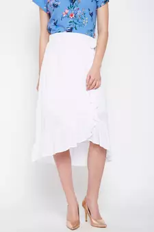 White plain Viscose Skirt