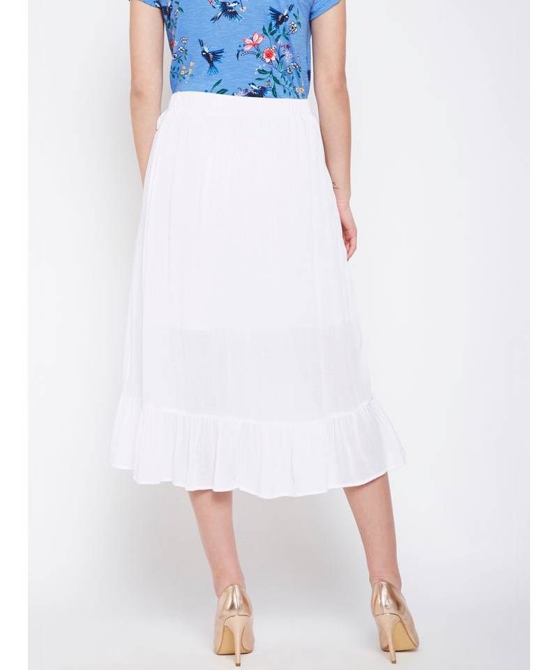White plain Viscose Skirt