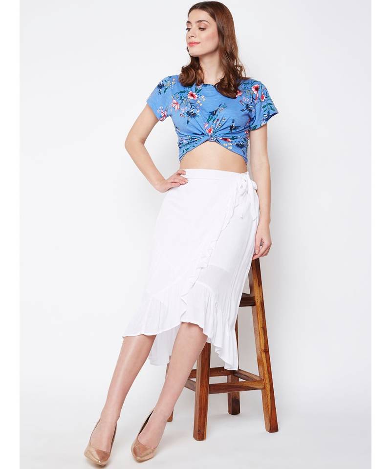 White plain Viscose Skirt