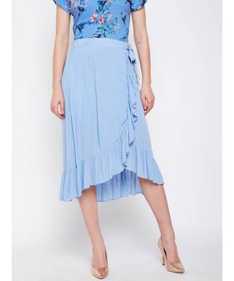Blue plain Viscose Skirt 1