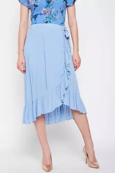 Blue plain Viscose Skirt