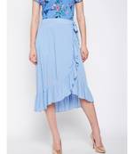 Blue plain Viscose Skirt