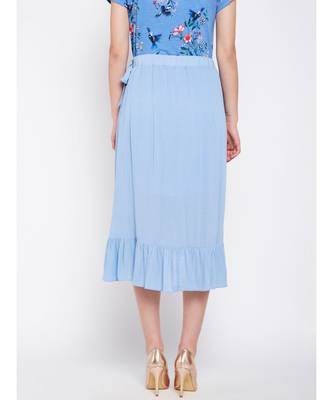 Blue plain Viscose Skirt 4
