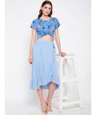 Blue plain Viscose Skirt 6