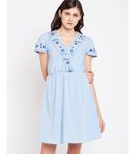 Blue printed Polyester Dress