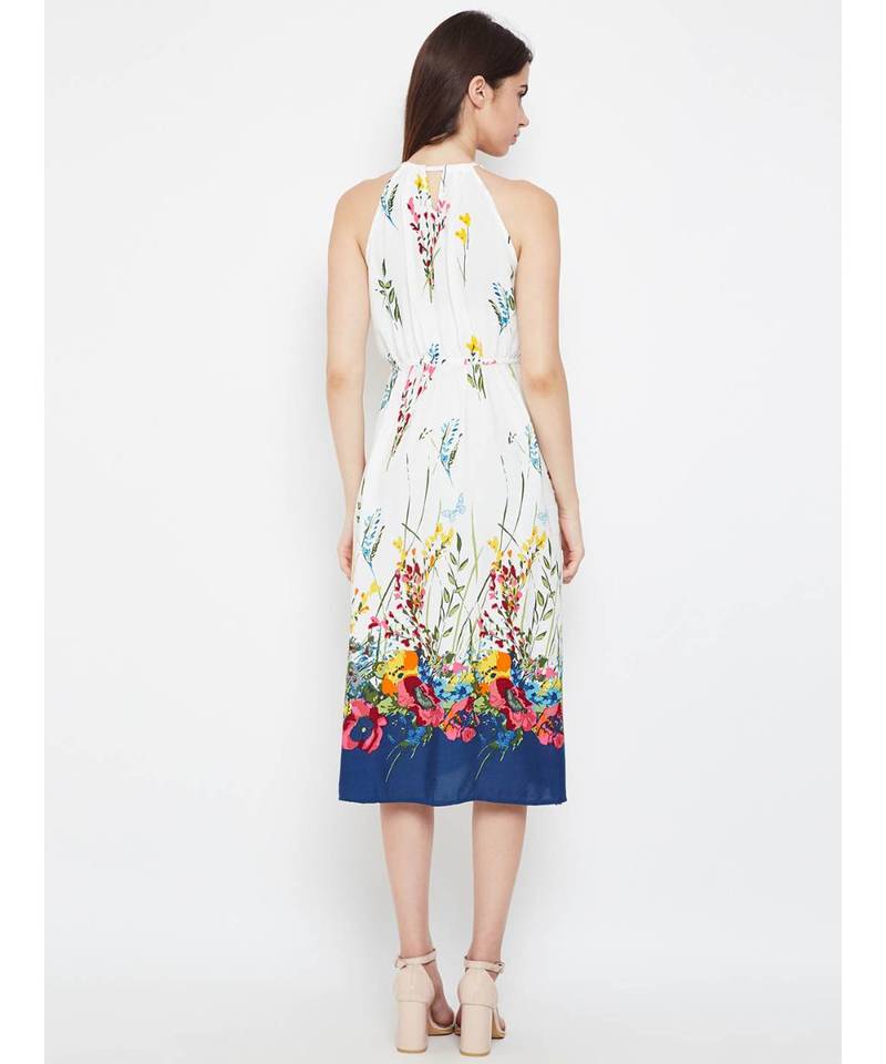 White printed Viscose Dress
