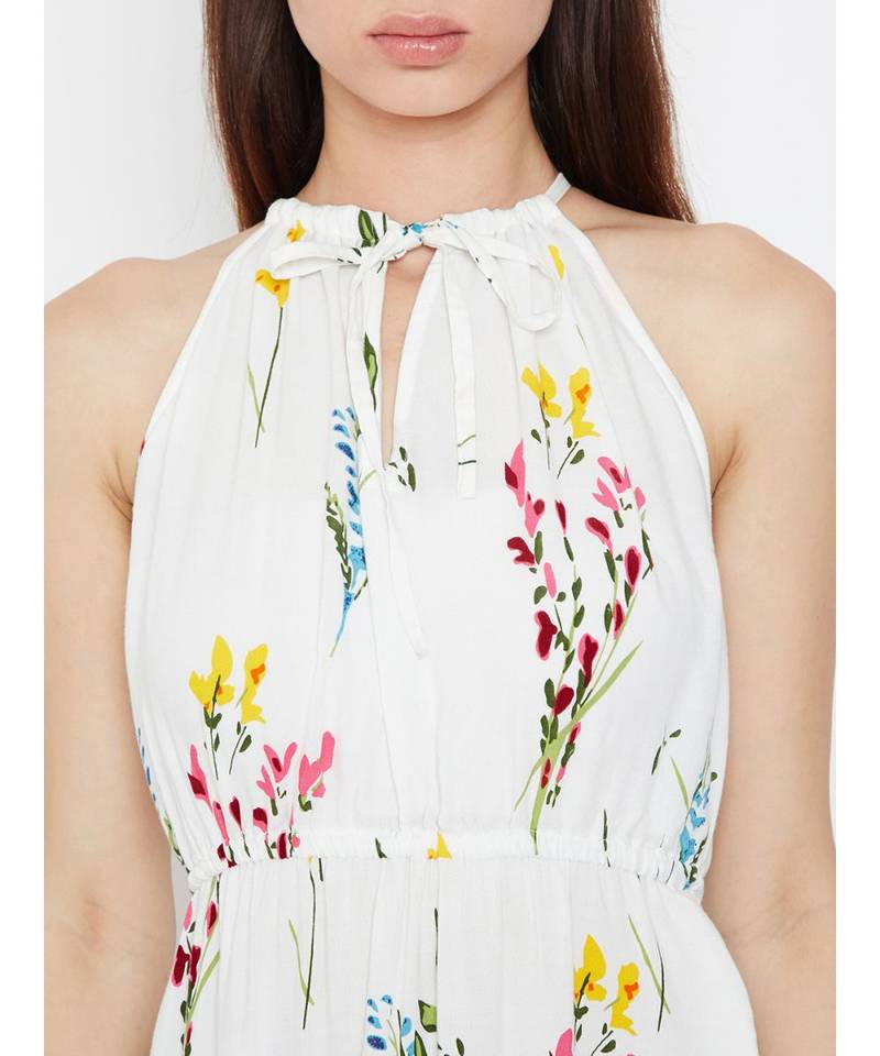 White printed Viscose Dress