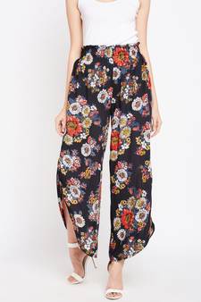 Black printed Polyester Pant