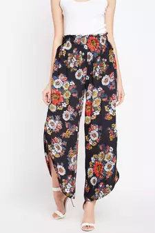 Black printed Polyester Pant