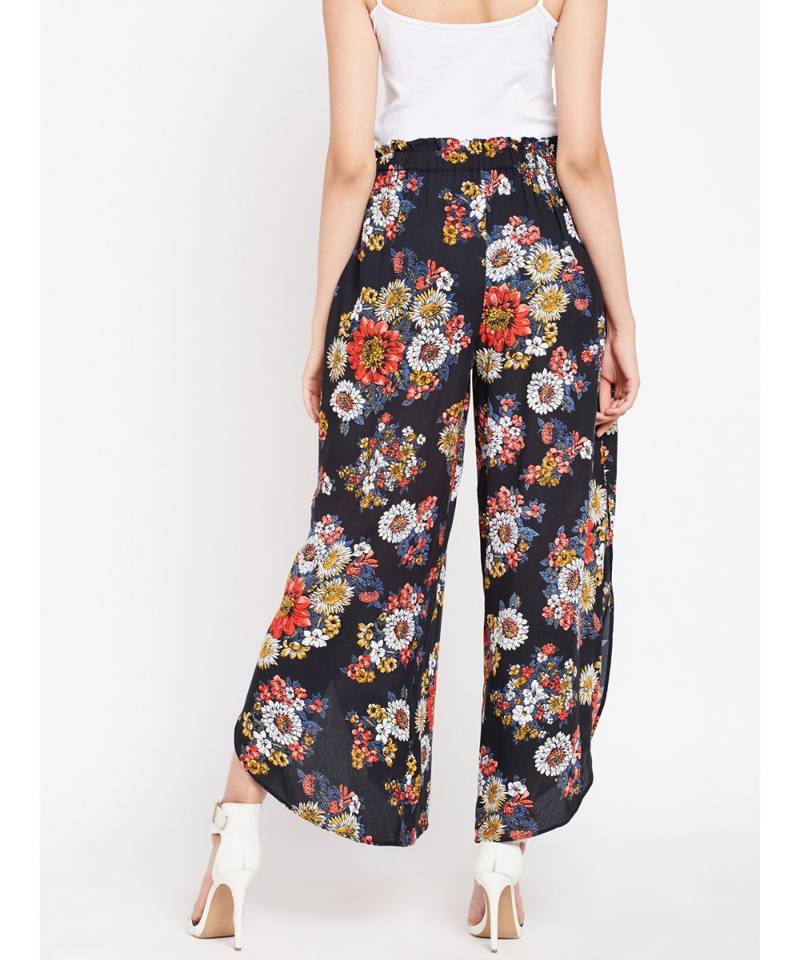 Black printed Polyester Pant