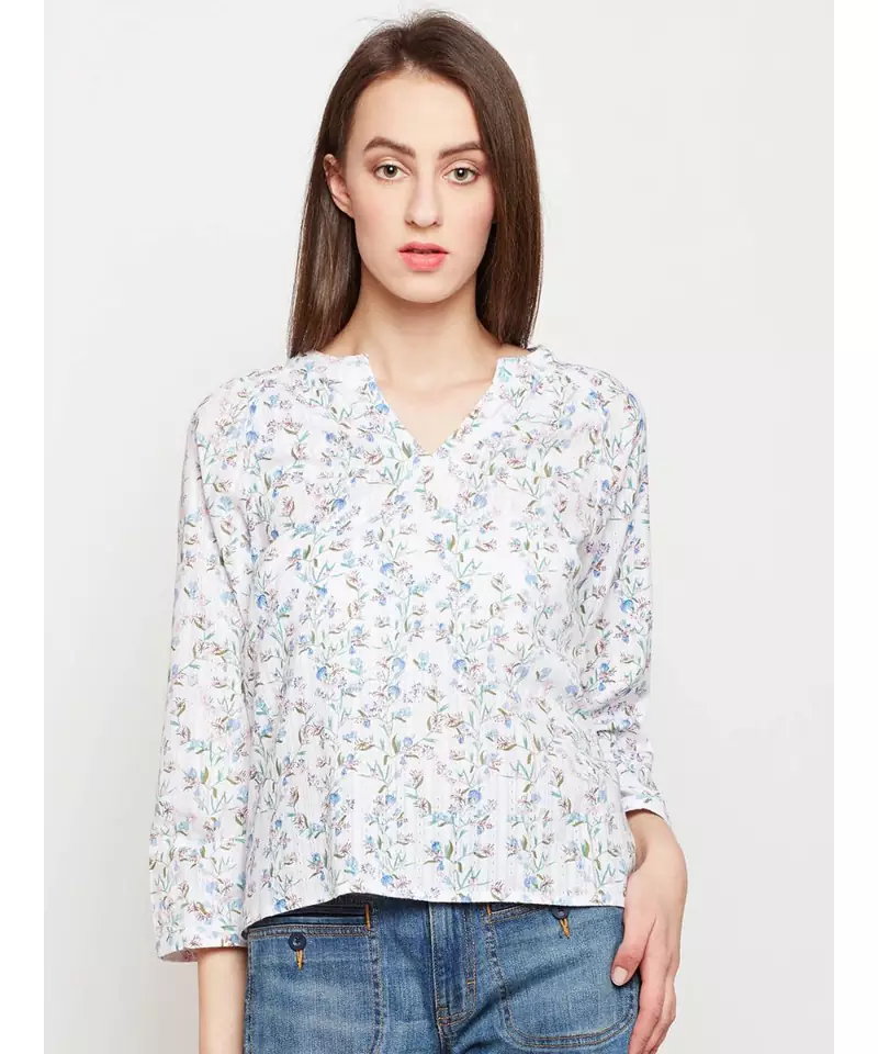 White printed Cotton Top