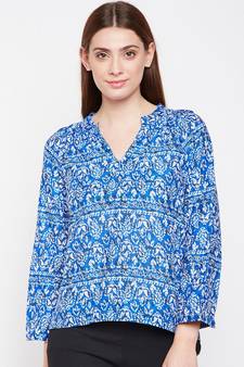 Blue printed Cotton Top