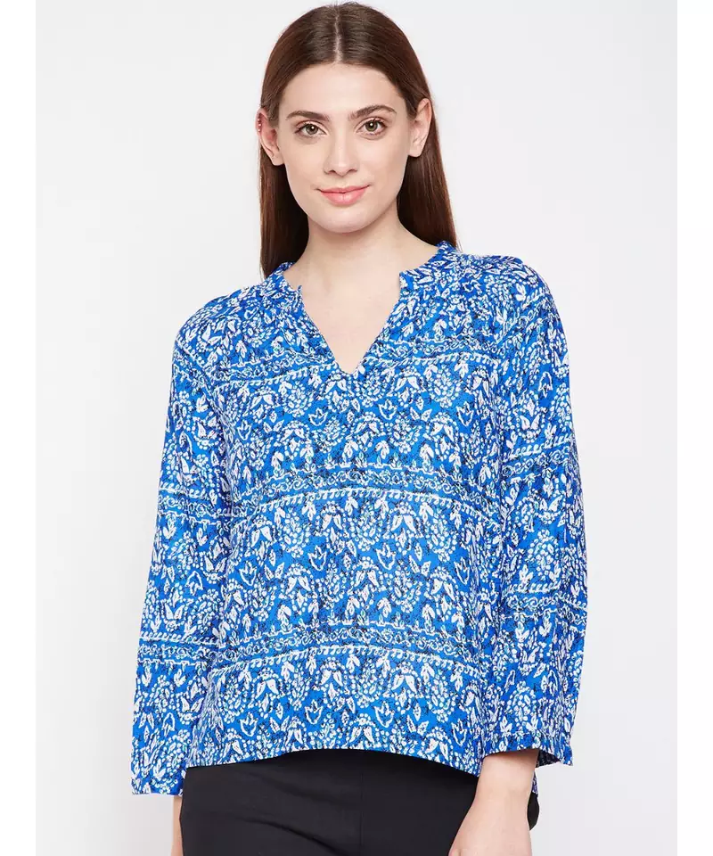Blue printed Cotton Top