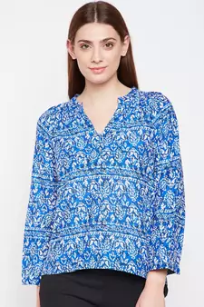 Blue printed Cotton Top