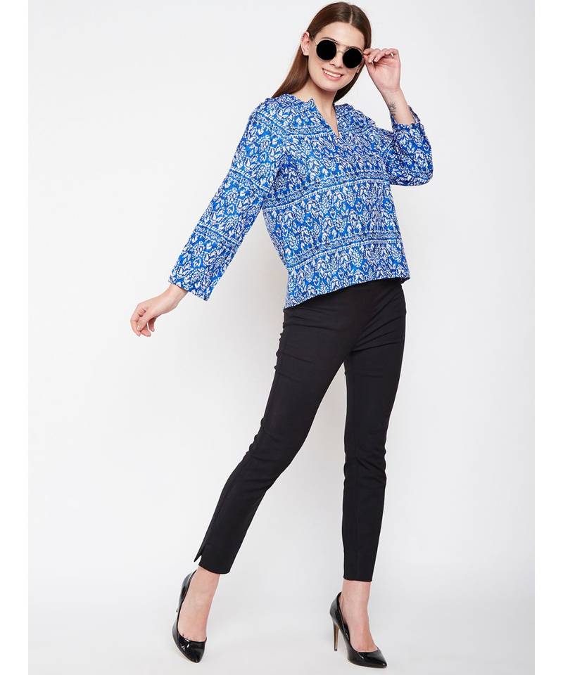 Blue printed Cotton Top