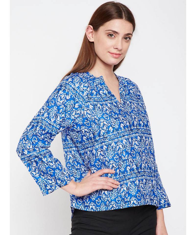 Blue printed Cotton Top
