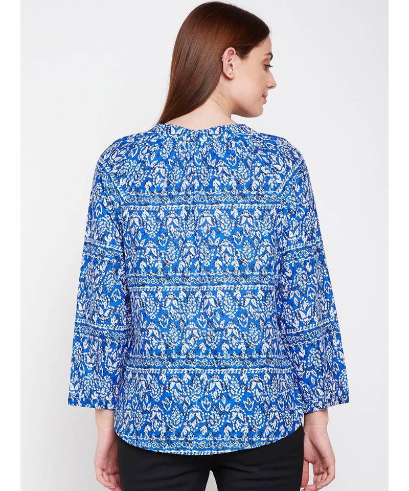 Blue printed Cotton Top