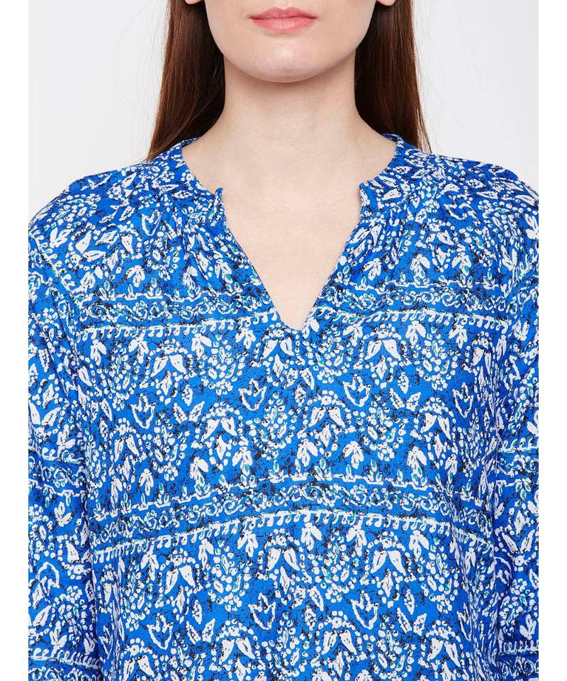 Blue printed Cotton Top