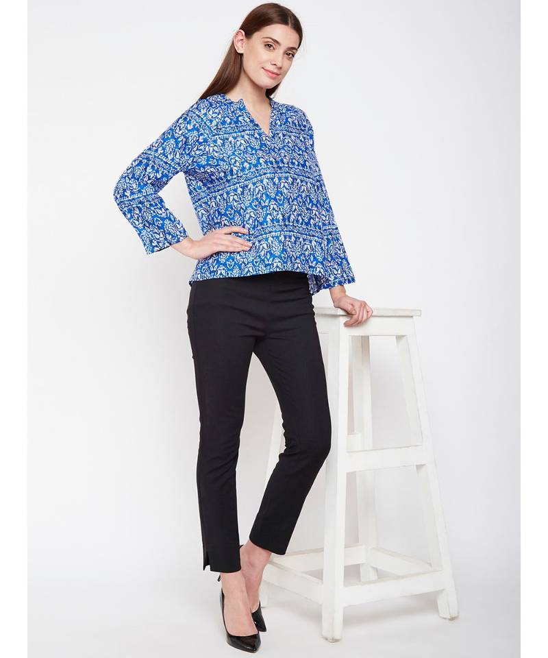 Blue printed Cotton Top