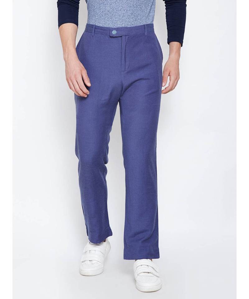 blue plain Cotton Pant