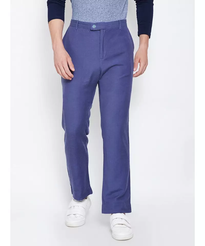 blue plain Cotton Pant