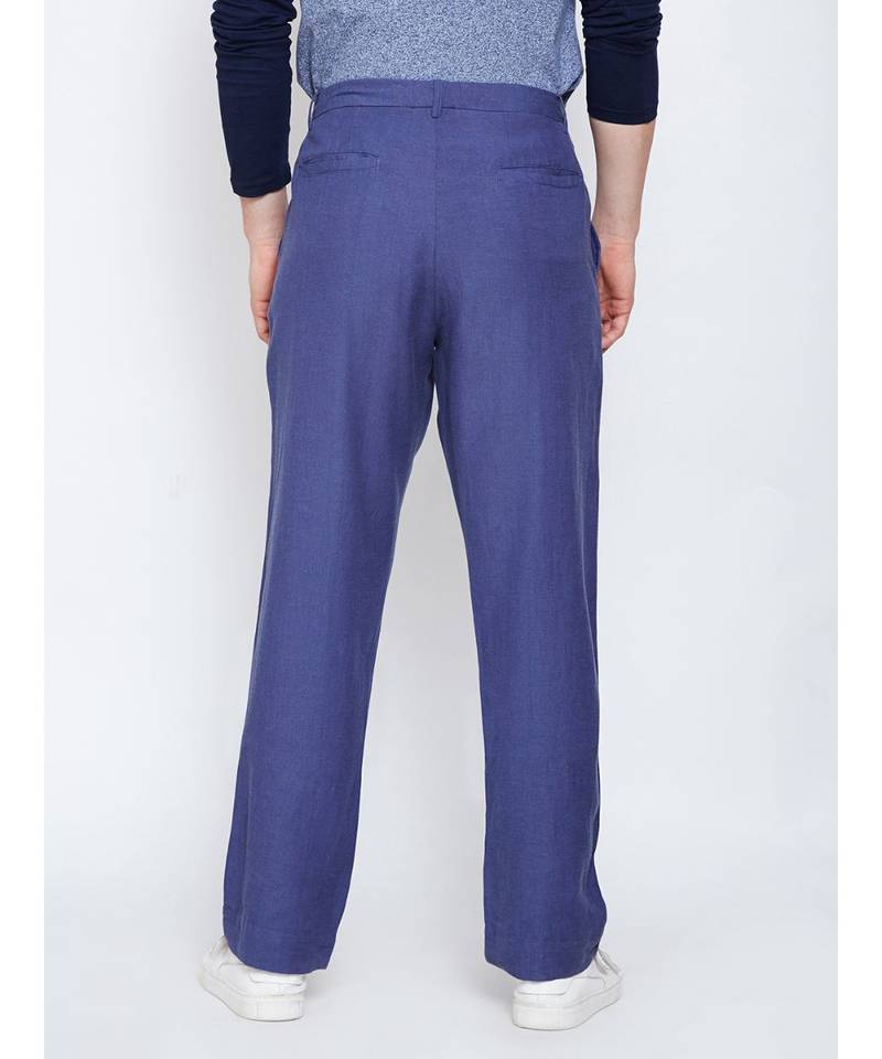 blue plain Cotton Pant