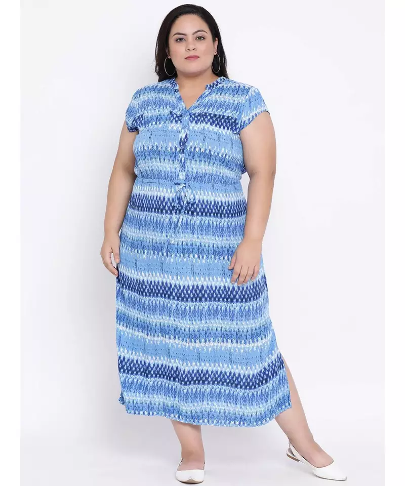 Blue printed Viscose Dress