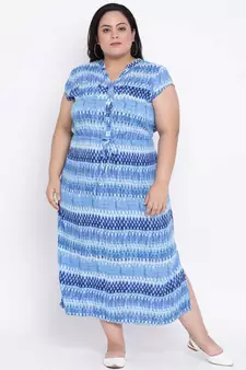 Blue printed Viscose Dress