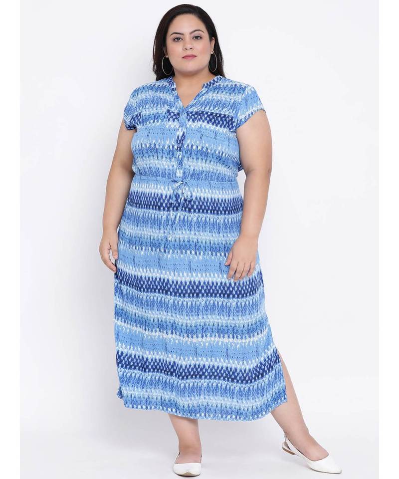Blue printed Viscose Dress