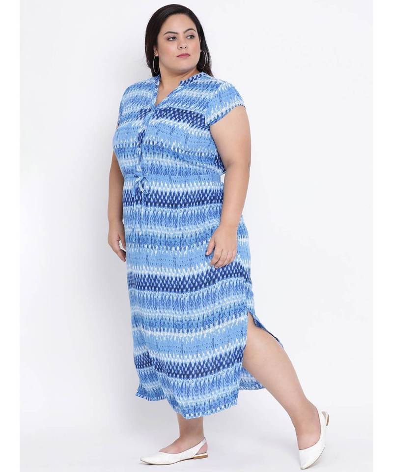 Blue printed Viscose Dress