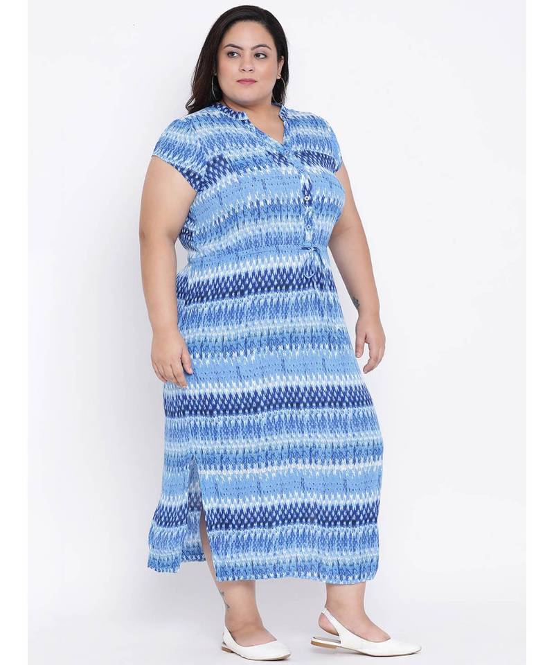 Blue printed Viscose Dress