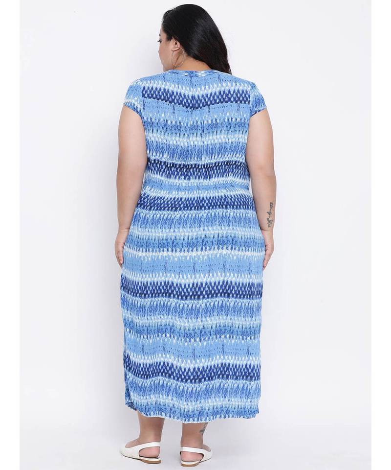 Blue printed Viscose Dress