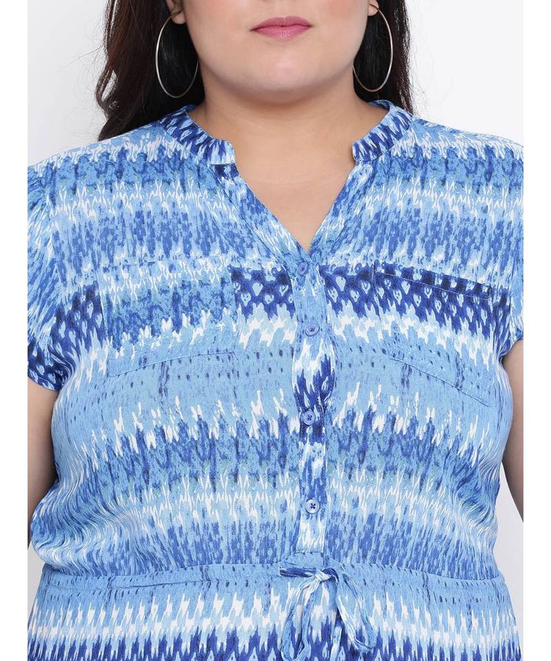 Blue printed Viscose Dress