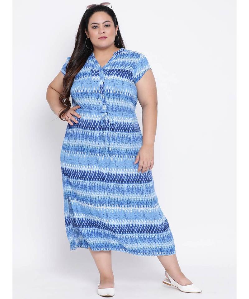 Blue printed Viscose Dress