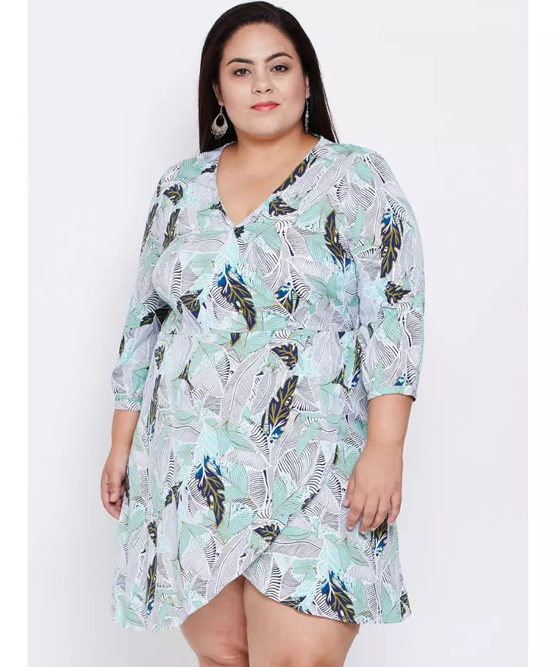 Blue printed Polyester Dress