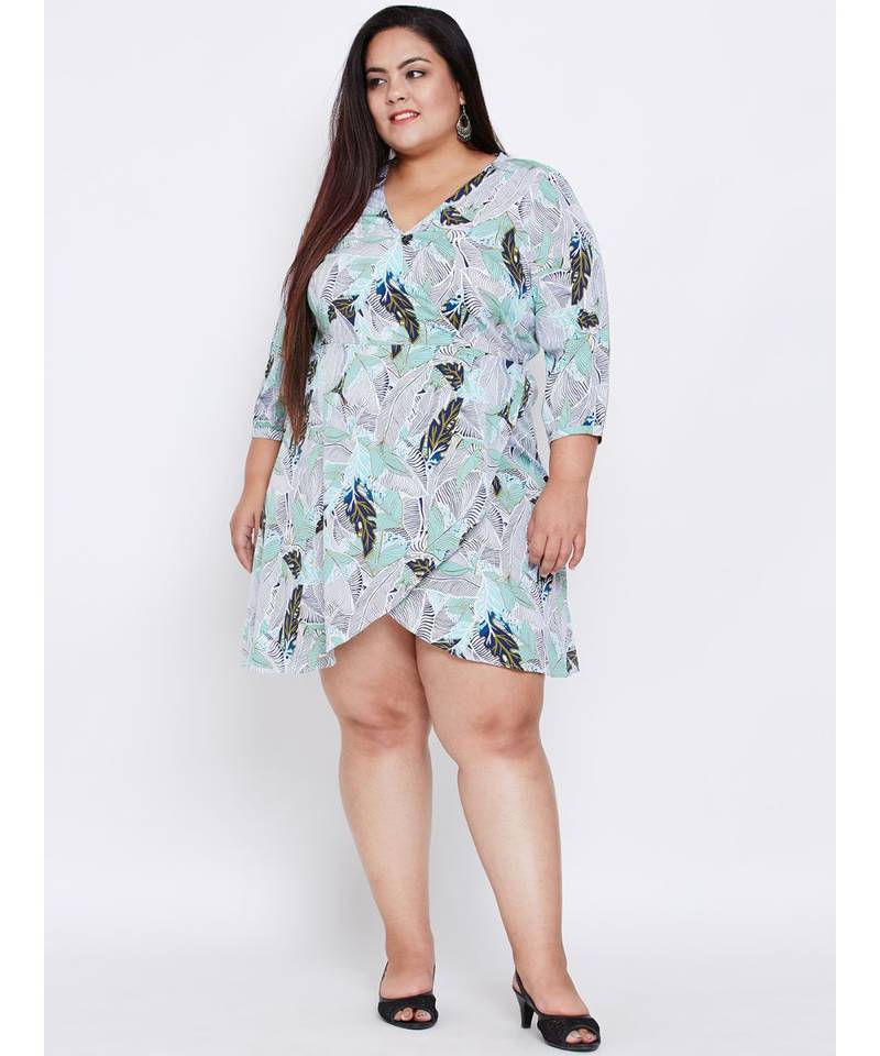 Blue printed Polyester Dress